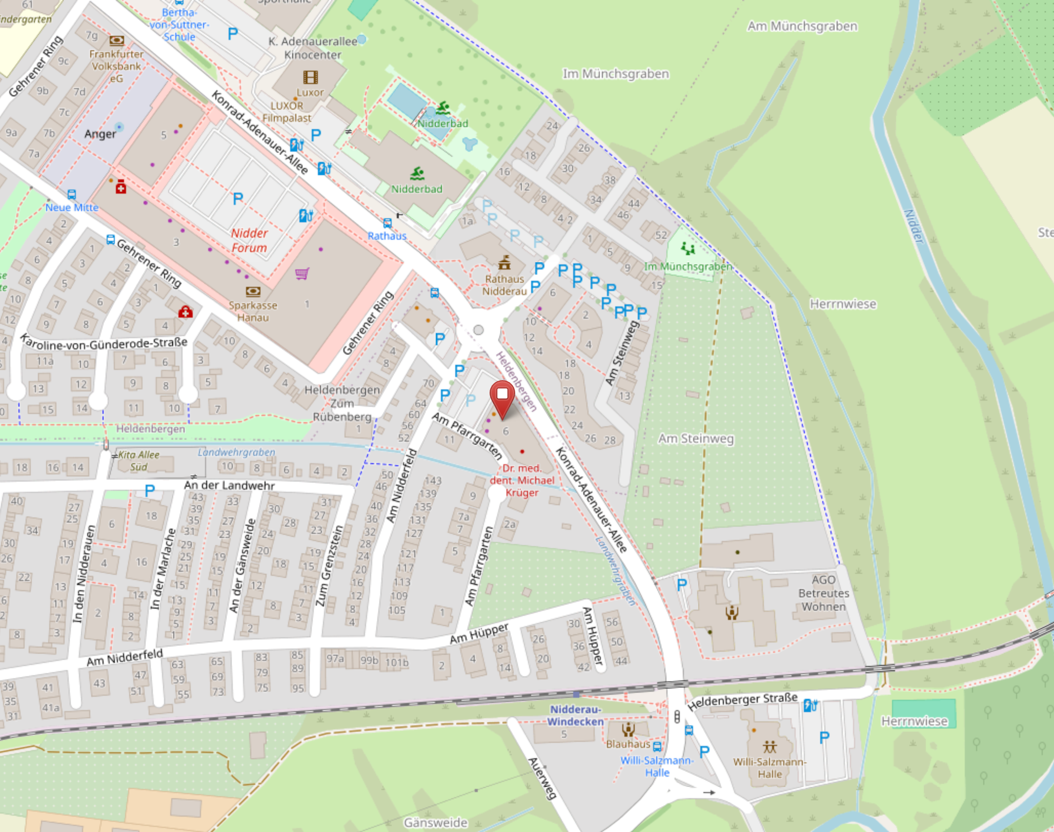 Anfahrskizze zur Hausarztpraxis am Pfarrgarten